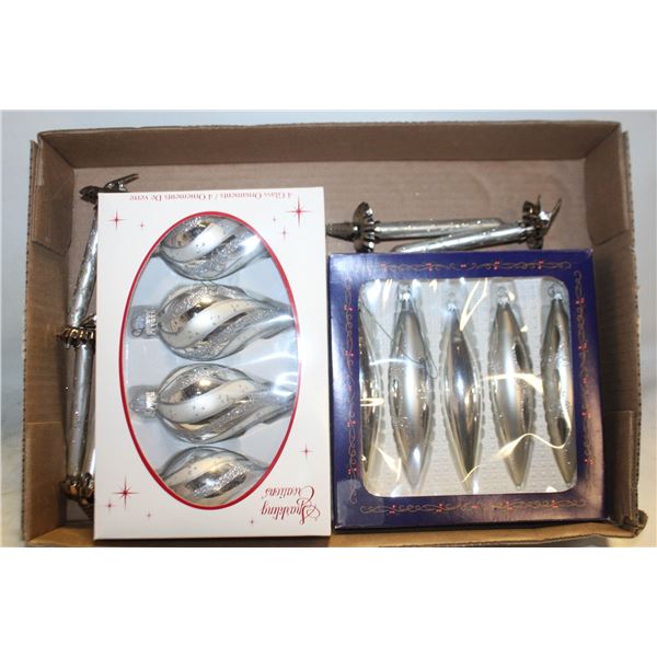 GLASS CHRISTMAS ORNAMENTS- BOX LOT ASSORTED