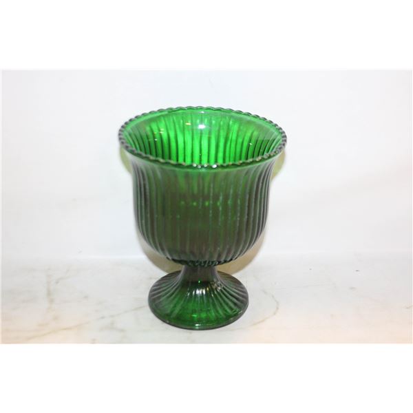 VINTAGE E.O BRODY EMERALD GREEN RIBBED GLASS