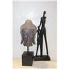 Image 1 : 2 SCULPTURES, 1 BUDDHA BUST, 1 AFRICAN SCULPTURE