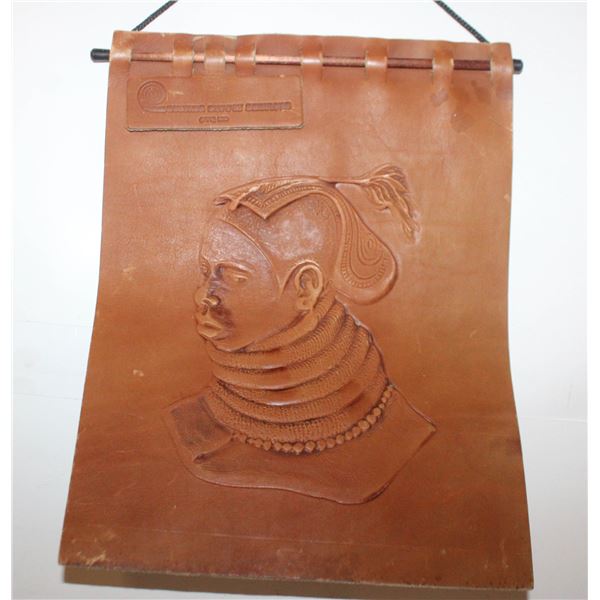 LOT OF 2 VINTAGE LEATHER HANGINGS