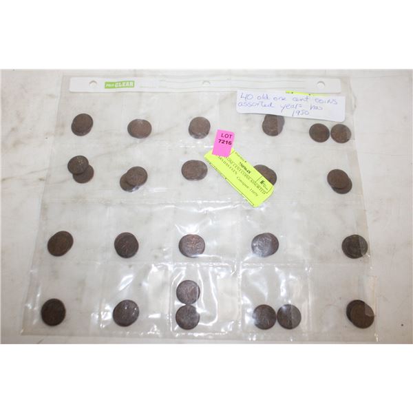 40 OLD ONE CENT COINS ASSORTED YEARS HAS EVEN