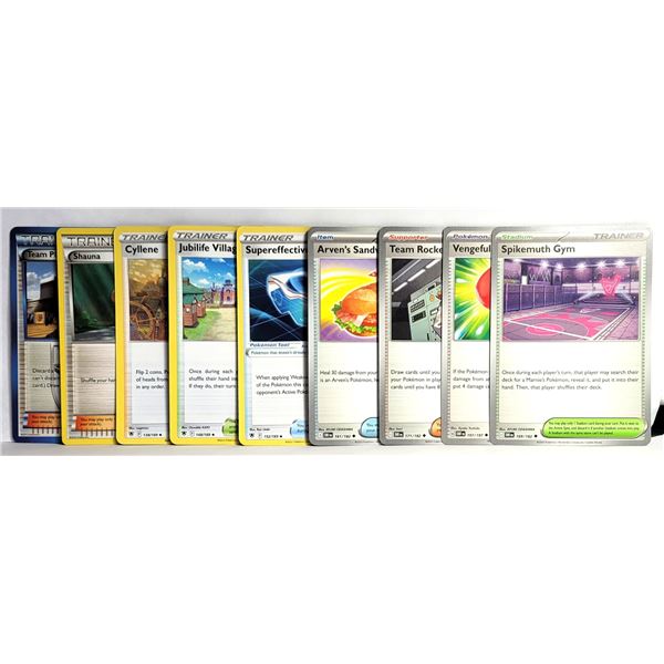 27)  LOT OF 9  POKEMON TRAINER CARDS.