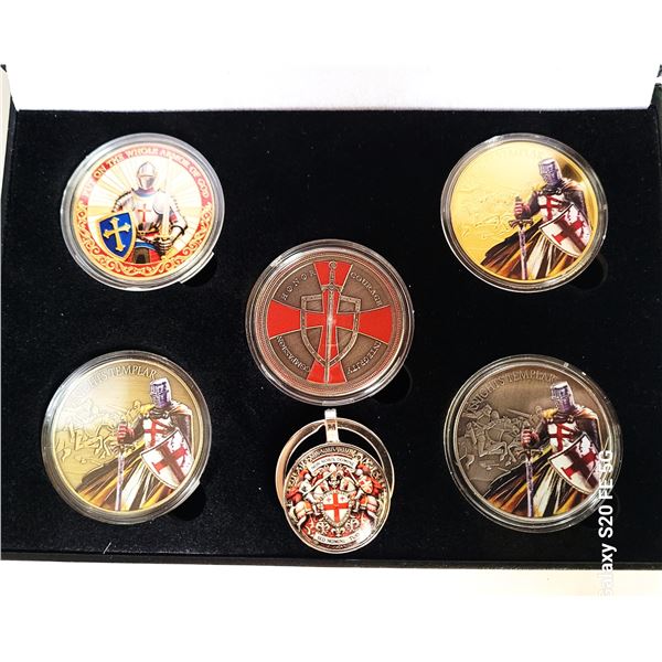 6)  SET OF 5 ENCAPSULATED KNIGHTS