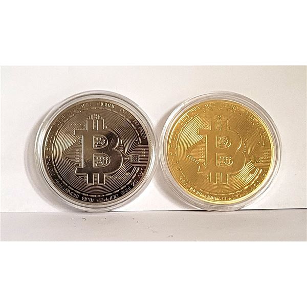 8)  LOT OF 2 REPLICA BITCOIN TOKENS , ONE IS