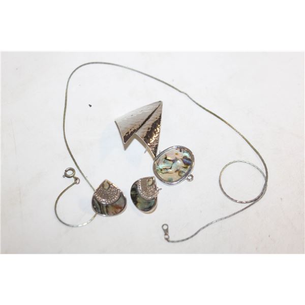 ESTATE ABALONE EARRINGS & PENDANT
