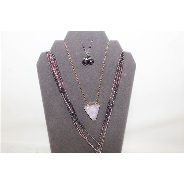 ESTATE PURPLE QUARTZ CRYSTAL NECKLACE