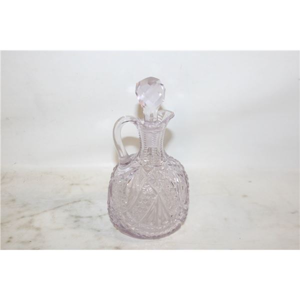 VINTAGE PURPLE CUT GLASS 6" CRUET