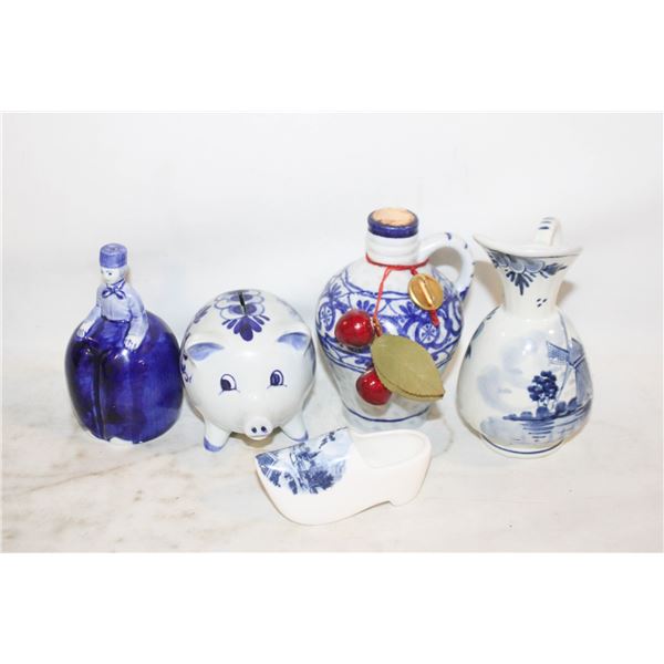 VINTAGE DELFT BLUE STONEWARE ITEMS ASSORTED