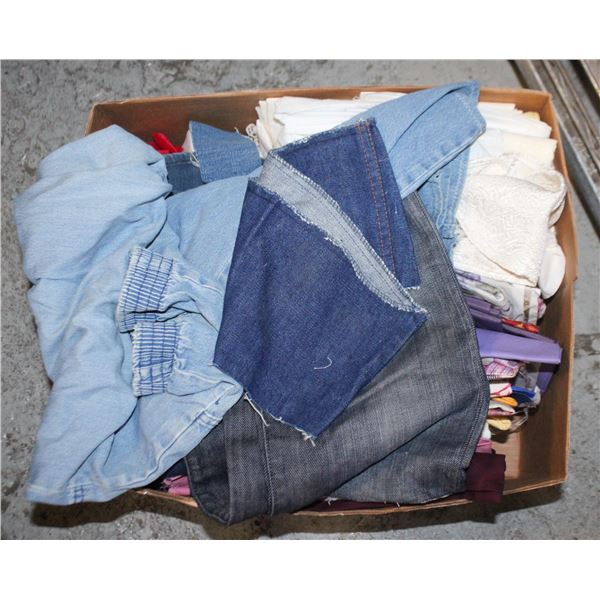 QUILTING FABRIC PIECES & REMNANTS- BOX LOT ASST.