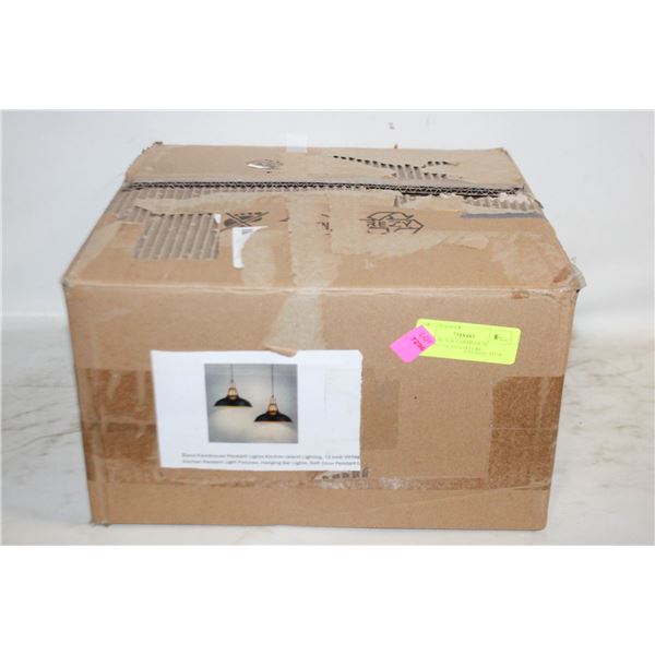 2 PACK BLACK FARMHOUSE PENDANT LIGHT FIXTURE