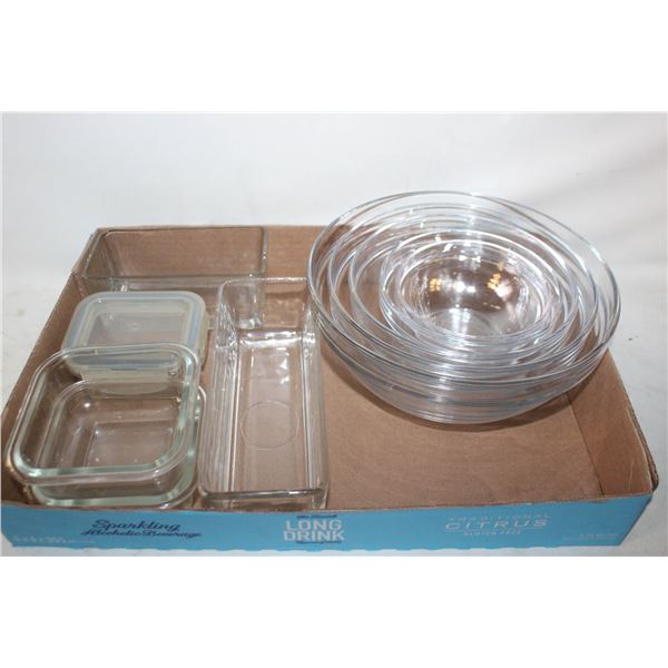 GLASS MIXING BOWLS+GLASS STORAGE CONTAINERS 10PCS