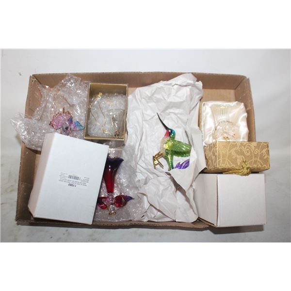 GLASS CHRISTMAS ORNAMENTS- BOX LOT ASSORTED