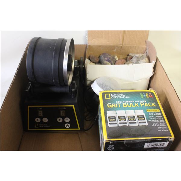 ROCK TUMBLER WITH GEMFOAM AND 4 PACK OF GRIT