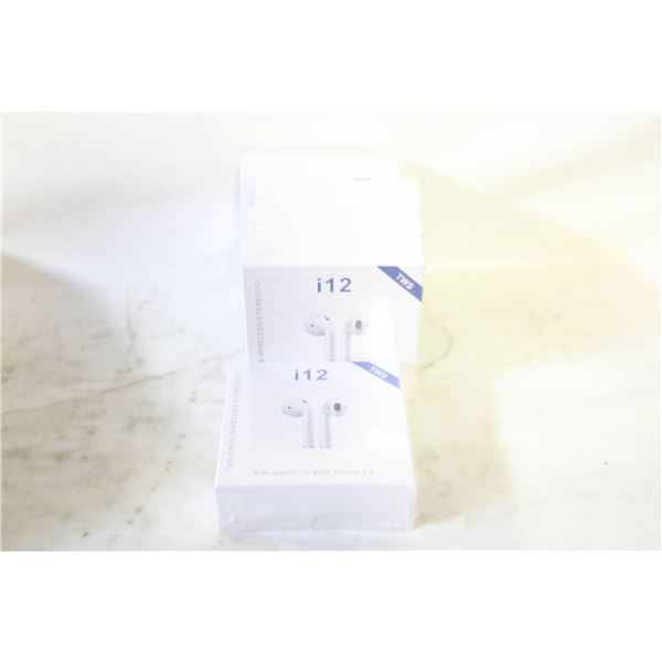 LOT OF 5 EARBUDS -WHITE TWS I12, BRAND NEW,