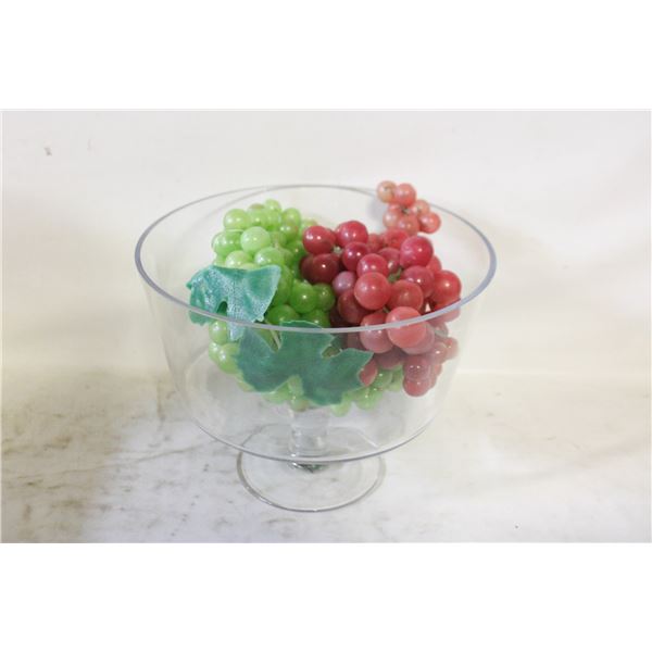 CLEAR GLASS TRIFLE BOWL 9.5" WIDE & IMITATION FRU