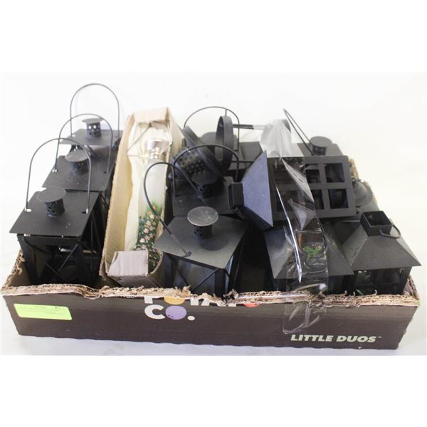 LOT OF DECORATIVE TEALIGHT LATTERNS & HANDPAINTED