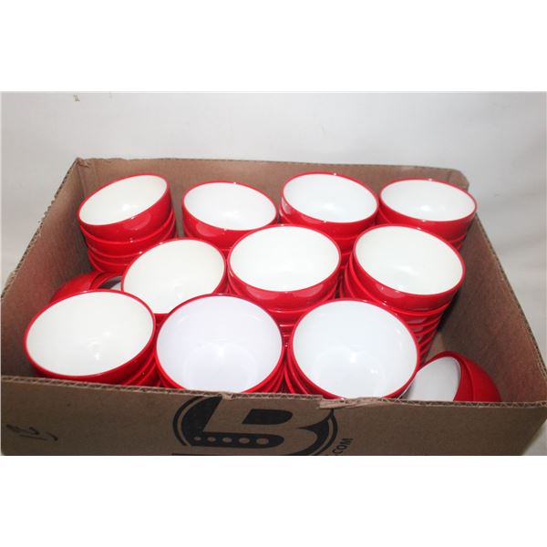 LOT OF 65 SMALL PLASTIC DIPPING BOWLS, 150ML,
