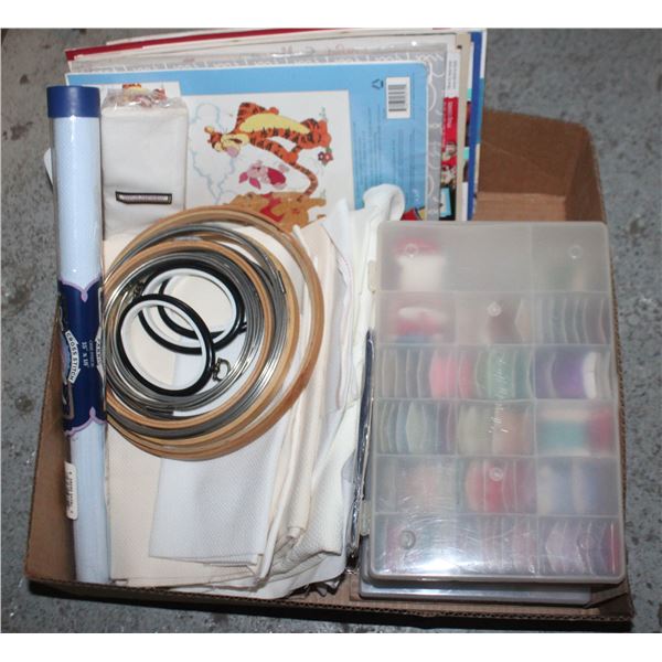 LOT OF CROSS STITCH ITEMS - 100'S OF THREADS, 2 KI