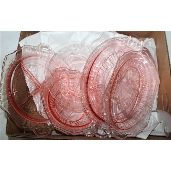 ANTIQUE PINK DEPRESSION GLASS ASSORTED LOT