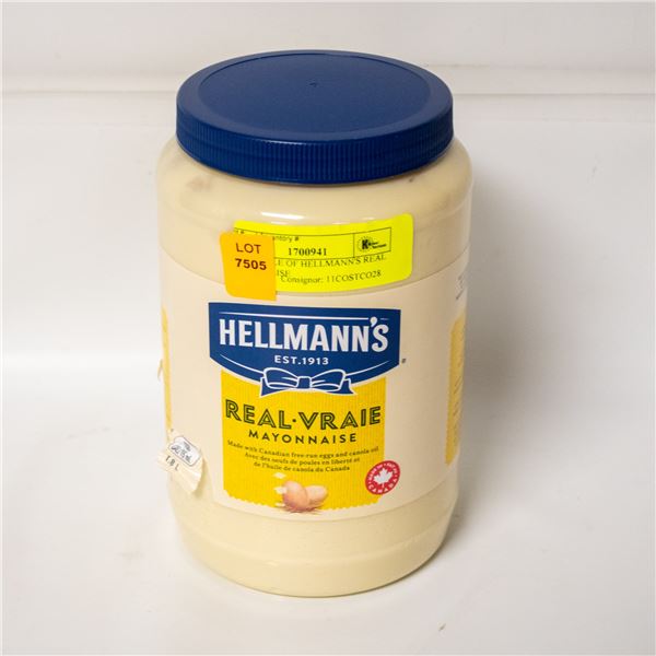 1.8L BOTTLE OF HELLMANN'S REAL MAYONNAISE