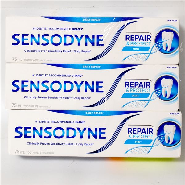 NEW 3 PACK OF 75ML BOTTLES OF SENSODYNE TOOTHPASTE
