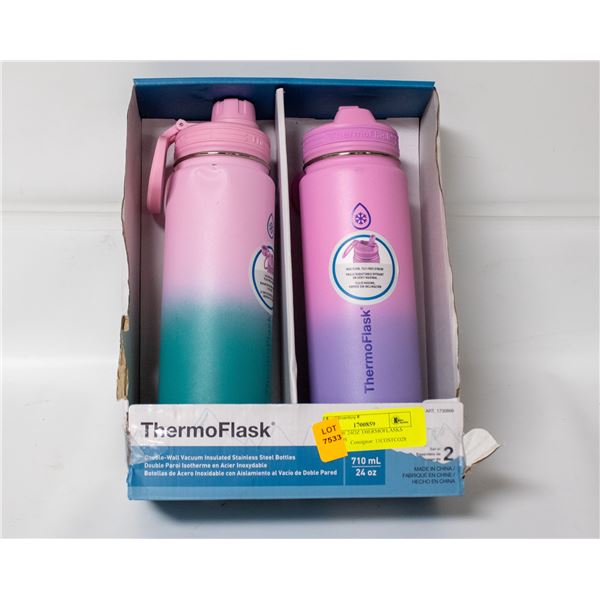 2 PACK OF 24OZ THERMOFLASKS WITH LIDS