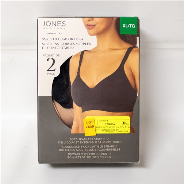 NEW OPEN BOX JONES NY 2 PK XLG SMOOTH COMFORT BRAS