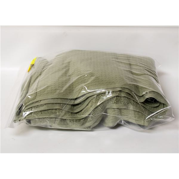 SET OF 4 WELHOME WAFFLE COTTEN HAND TOWELS GREEN