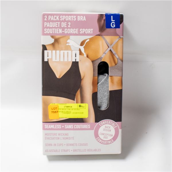 NEW OPEN BOX 2 PK OF PUMA LARGE SPORTS BRAS