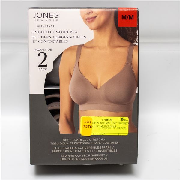 NEW OPEN BOX JONES NY 2 PK MED SMOOTH COMFORT BRAS