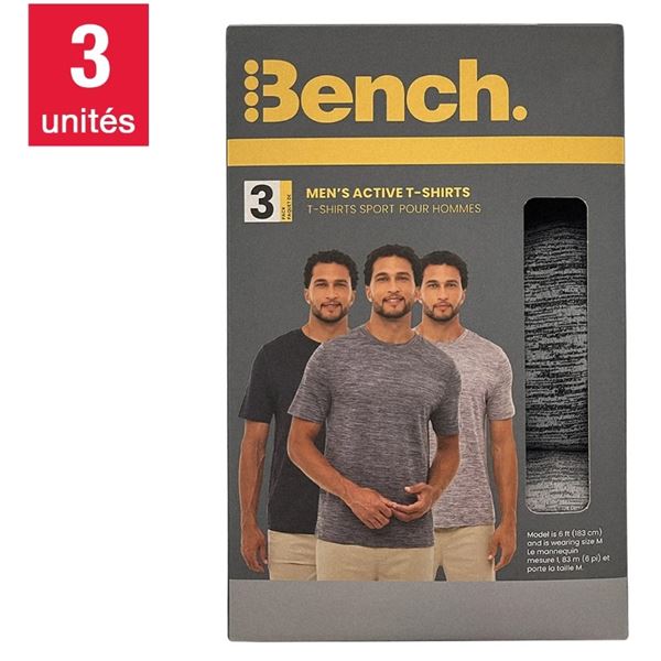 NEW BENCH MENS 3 PACK OF MEDIUM ACTIVE T-SHIRTS