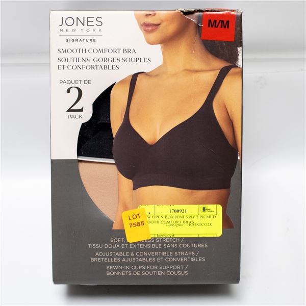 NEW OPEN BOX JONES NY 2 PK MED SMOOTH COMFORT BRAS