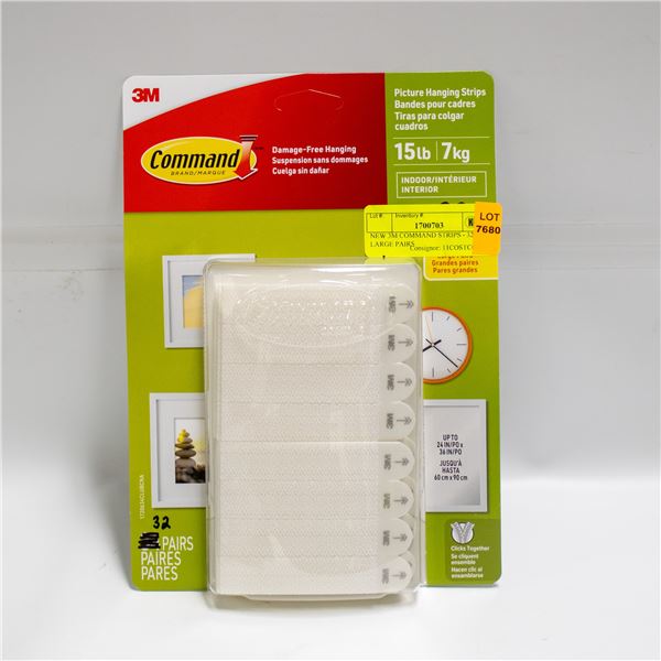 NEW 3M COMMAND STRIPS - 32 LARGE PAIRS