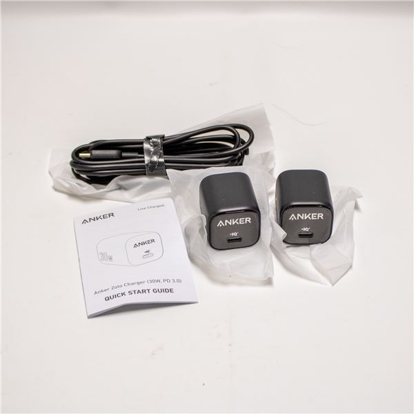 NEW REPACK ANKER DUAL USB-C CHARGERS WITH CABLE