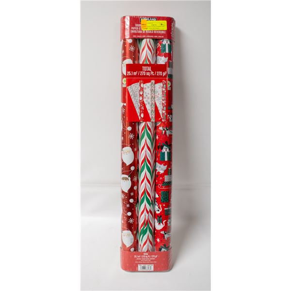 BRAND NEW 3 PACK OF KIRKLAND DOUBLE SIDED GIFTWRAP