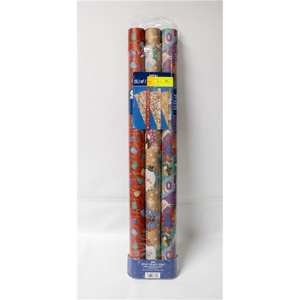 NEW 3 PACK OF KIRKLAND DOUBLE SIDED GIFT WRAP