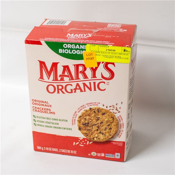 2 X 10OZ BAGS OF MARY BROWNS ORGANIC GONE CRACKERS