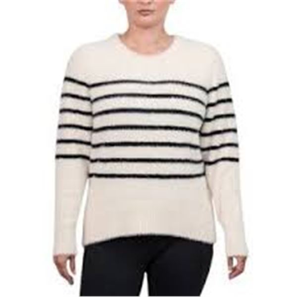 NEW WOMENS BLEU:GRAY EYELASH SWEATER WHITE SIZE SP