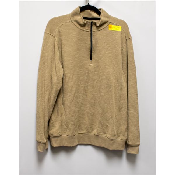 MENS BUFFALO 1/4 ZIP SWEATER LIGHT BROWN SIZEM