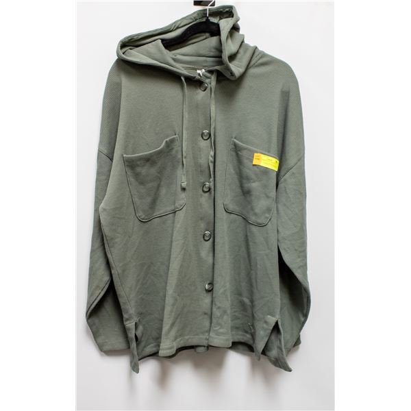 WOMENS ROXY WAFFLE BUTTON UP TOP GREEN SIZE XL