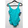 Image 1 : NEW ROOTS AQUA RIBBED ONE PEICE BATHING SUIT SZ 10