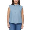 Image 1 : NEW LOFT RUFFLED SLEEVELESS DENIM TOP SIZE MED