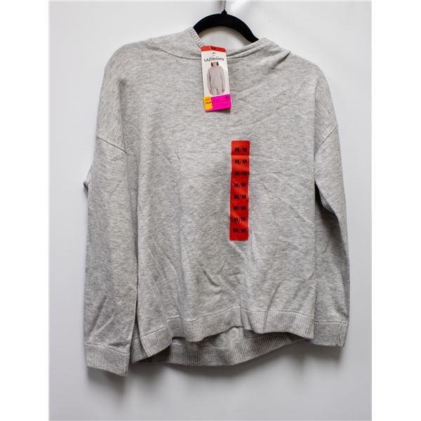 NEW LAZYPANTS WOMEN'S GREY TUNIC HOODED TOP SZ M