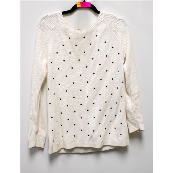 NEW ELLE CABLE KNIT LONG SLEEVE SWISS DOT WHITE