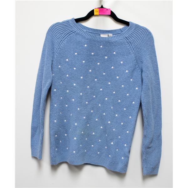 NEW ELLE CABLE KNIT LONG SLEEVE SWISS DOT BLUE