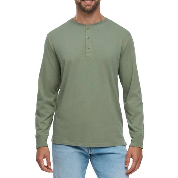NEW GAP MEN'S SUEDED LONG SLEEVE HENLEY SHIRT
