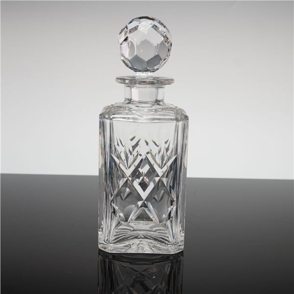 Bohemian Style Diamond and Fan Cut Lead Crystal Square Whiskey Decanter