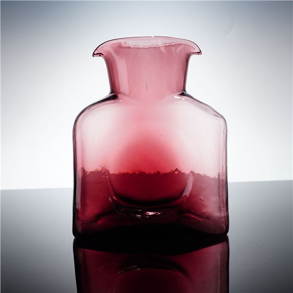 Blenko Art Glass Violet Double Spout Water Bottle, Model 384
