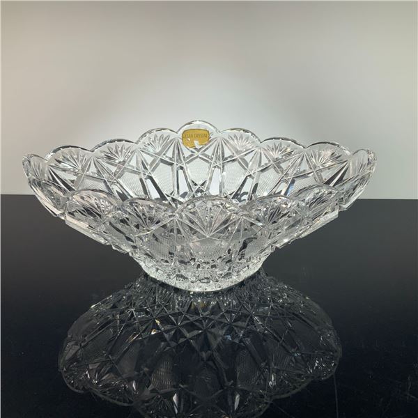 West German Hand Cut 24% Lead Crystal Sawtooth Star Centerpiece Bowl