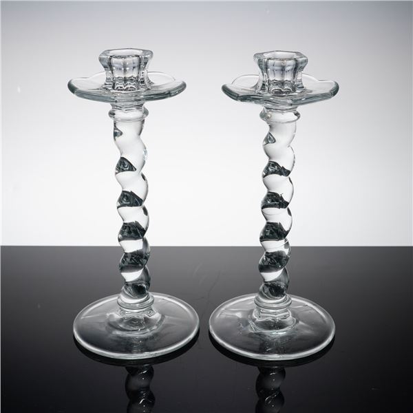 Fine Crystal Spiral-Twist Floral Candlesticks